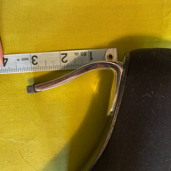 80s Vintage Stuart Weitzman Black Pointed Toe Cloth Pumps with Solid Metal Heel - Picture 9 of 9